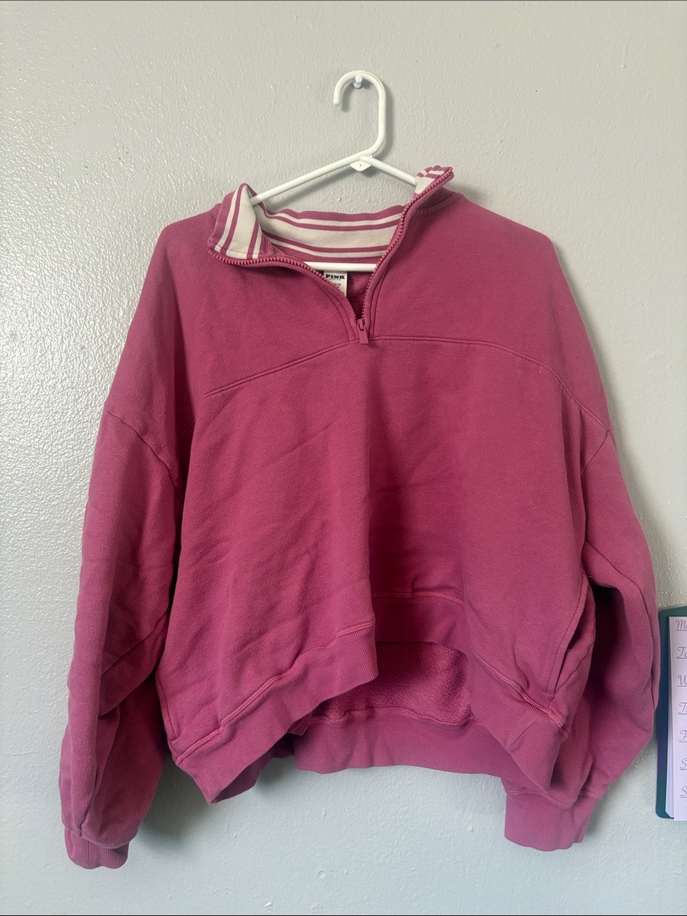 PINK Victoria's Secret Rose-Pink Quarter Zip Pullover